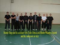 Master Tang with his assistant Si-Fu Takis Dimas, and Master Maurizio Zanetti and the Instructors in Italy